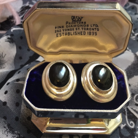 VTG Sterling 925 chunky earrings black onyx Mexixo - Picture 3 of 4